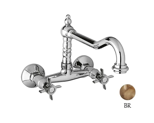 Купить Кухонный смеситель для настенного монтажа бронза, ручки бронза Cezares Lord LORD-LLP-02 в магазине сантехники Santeh-Crystal.ru