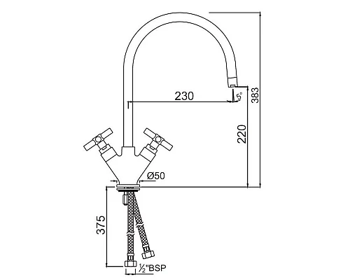 Приобрести Смеситель для кухни Jaquar Solo SOL-CHR-6319B в магазине сантехники Santeh-Crystal.ru