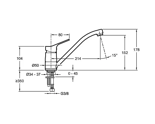 Приобрести Смеситель для кухни CoolStart Jacob Delafon Brive E78115-CP в магазине сантехники Santeh-Crystal.ru