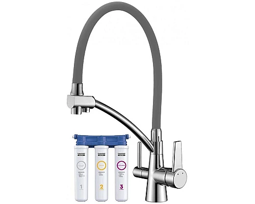 Приобрести Смеситель для кухни с фильтром Lemark Comfort LM3071C-Gray + H851P00 в магазине сантехники Santeh-Crystal.ru