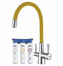 Смеситель для кухни с фильтром Lemark Comfort LM3075C-Yellow + H851P00