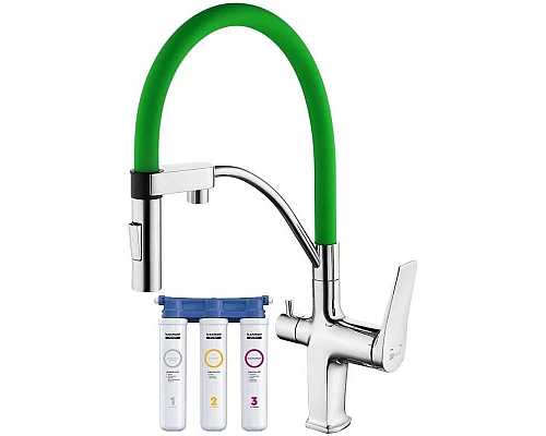 Купить Смеситель для кухни с фильтром Lemark Comfort LM3074C-Green + H851P00 в магазине сантехники Santeh-Crystal.ru