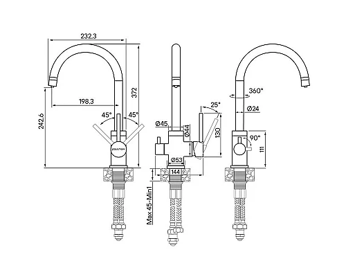 Заказать Смеситель для кухни с фильтром Paulmark Essen Es213211-BR + H851P00 в магазине сантехники Santeh-Crystal.ru