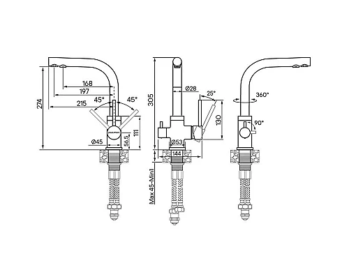 Купить Смеситель для кухни с фильтром Paulmark Essen Es213011-BECR + H851P00 в магазине сантехники Santeh-Crystal.ru
