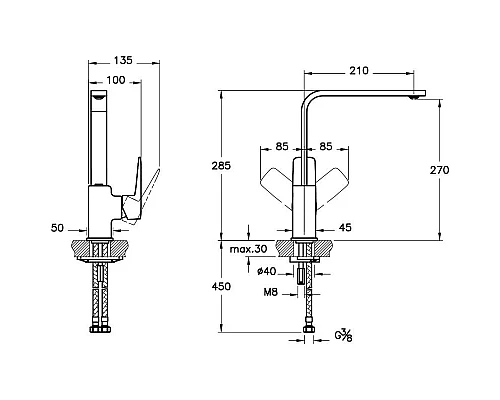 Заказать Смеситель для кухни VitrA Root Square A4275336EXP в магазине сантехники Santeh-Crystal.ru