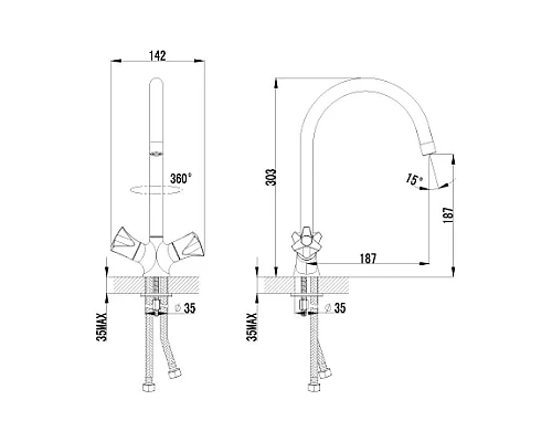 Заказать Смеситель для кухни c высоким поворотным изливом Lemark Plus Flame LM1005C в магазине сантехники Santeh-Crystal.ru