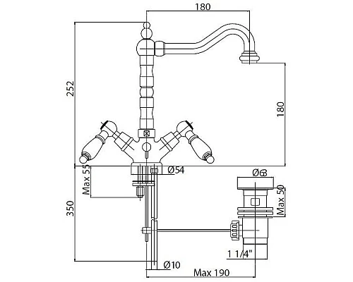 Заказать Смеситель для раковины хром, ручки Swarovski Nero Cezares Diamond DIAMOND-LS2-01-Sw-N в магазине сантехники Santeh-Crystal.ru