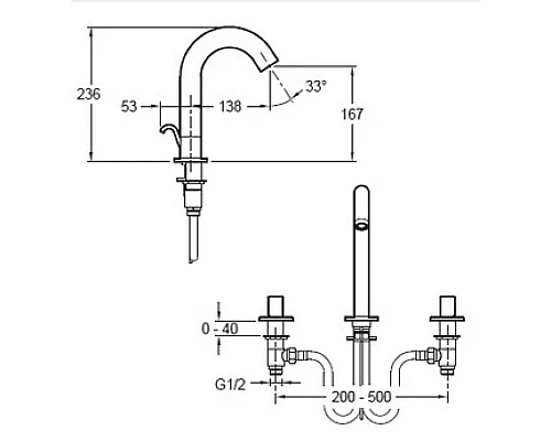 Приобрести Смеситель для раковины на 3 отверстия Jacob Delafon Talan E10086RU-CP в магазине сантехники Santeh-Crystal.ru