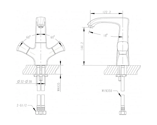 Купить Смеситель для раковины Bravat Whirlpool F178112C в магазине сантехники Santeh-Crystal.ru