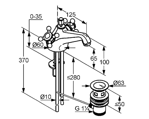 Купить Смеситель для раковины с донным клапаном Kludi Adlon 510120520 в магазине сантехники Santeh-Crystal.ru