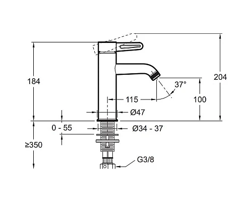 Приобрести Смеситель для раковины без донного клапана Jacob Delafon Nouvelle Vague E78336-CAT в магазине сантехники Santeh-Crystal.ru