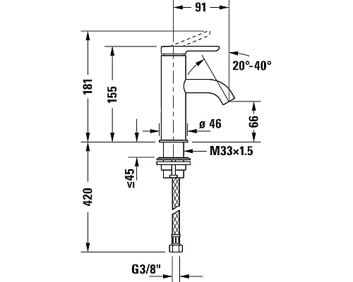 Приобрести Смеситель для раковины без донного клапана Duravit C.1 C11010002010 в магазине сантехники Santeh-Crystal.ru