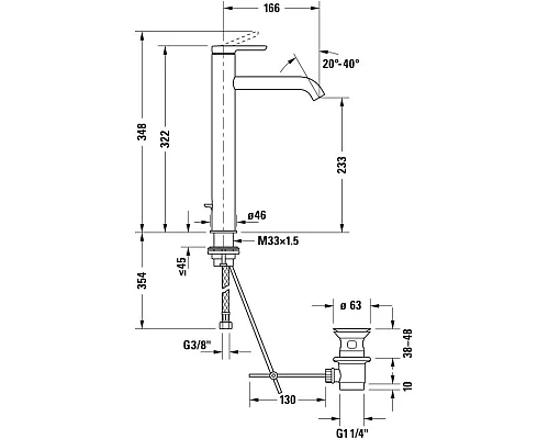 Заказать Смеситель для раковины с донным клапаном Duravit C.1 C11040001010 в магазине сантехники Santeh-Crystal.ru