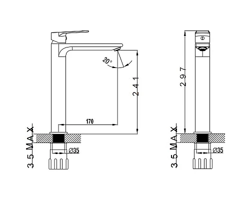 Приобрести Смеситель для раковины Bien Alesta BL21001104 в магазине сантехники Santeh-Crystal.ru