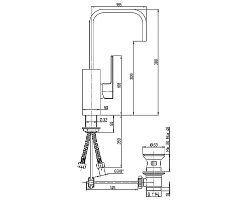 Заказать Смеситель для раковины с донным клапаном Paini DAX-R 84CR250 в магазине сантехники Santeh-Crystal.ru