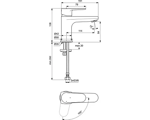 Заказать Смеситель для раковины без донного клапана Ideal Standard Cerafine O BC697AA в магазине сантехники Santeh-Crystal.ru
