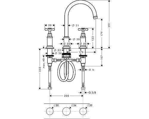 Приобрести Смеситель для раковины с донным клапаном Axor Montreux 16513820 в магазине сантехники Santeh-Crystal.ru