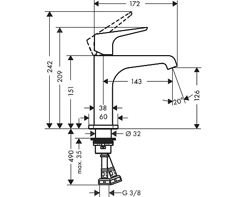 Купить Смеситель для раковины с выпуском Axor Citterio E 36111000 в магазине сантехники Santeh-Crystal.ru