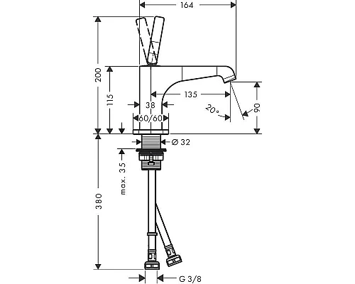 Приобрести Смеситель для раковины с выпуском Axor Citterio E 36102000 в магазине сантехники Santeh-Crystal.ru