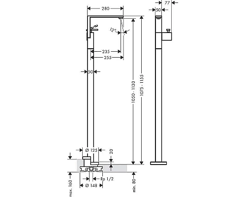 Приобрести Смеситель напольный для раковины с донным клапаном Axor Edge 46040000 в магазине сантехники Santeh-Crystal.ru