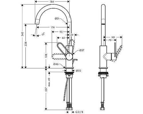 Купить Смеситель для раковины с донным клапаном Axor Uno 38036000 в магазине сантехники Santeh-Crystal.ru