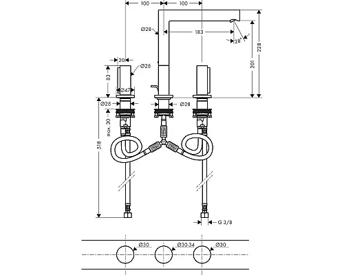 Купить Смеситель для раковины с донным клапаном Axor Uno 45133000 в магазине сантехники Santeh-Crystal.ru
