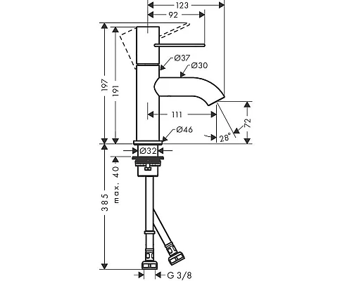 Заказать Смеситель для раковины с выпуском Axor Uno 38021000 в магазине сантехники Santeh-Crystal.ru