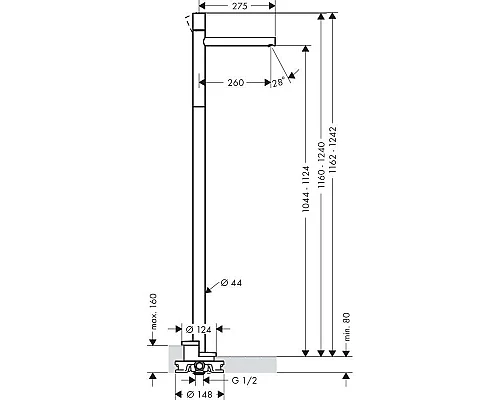 Заказать Смеситель напольный для раковины Axor Uno 45037000 в магазине сантехники Santeh-Crystal.ru