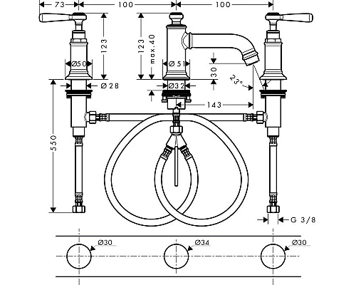 Заказать Смеситель для раковины с донным клапаном Axor Montreux 16535820 в магазине сантехники Santeh-Crystal.ru