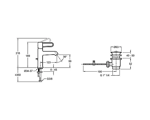 Заказать Смеситель для раковины с донным клапаном Jacob Delafon Odeon Rive Gauche E21028-GLD-00 в магазине сантехники Santeh-Crystal.ru