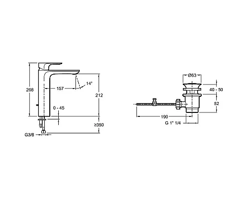 Заказать Смеситель для раковины-чаши с донным клапаном Jacob Delafon Aleo E72298-CP в магазине сантехники Santeh-Crystal.ru