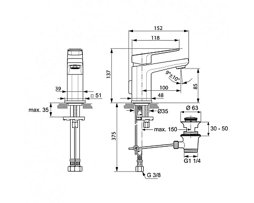 Приобрести Смеситель для раковины с донным клапаном Ideal Standard Tonic II A6330AA в магазине сантехники Santeh-Crystal.ru