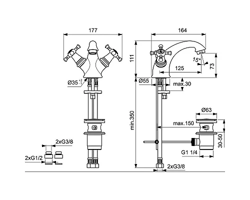 Заказать Смеситель для раковины с донным клапаном Ideal Standard Reflections B9653AA в магазине сантехники Santeh-Crystal.ru