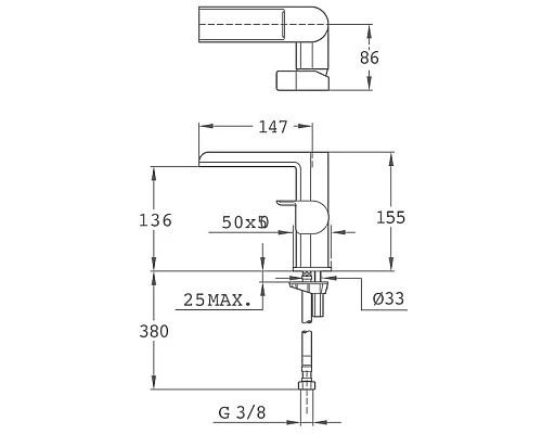 Купить Смеситель для раковины без донного клапана Teka Formentera 62331020NC в магазине сантехники Santeh-Crystal.ru