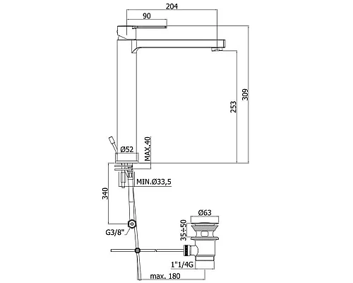 Заказать Смеситель для раковины с донным клапаном Paffoni Ringo RIN085NO в магазине сантехники Santeh-Crystal.ru