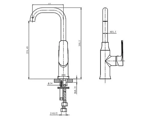 Купить Смеситель для раковины без донного клапана Caprigo Atlantic 51-024-crm в магазине сантехники Santeh-Crystal.ru