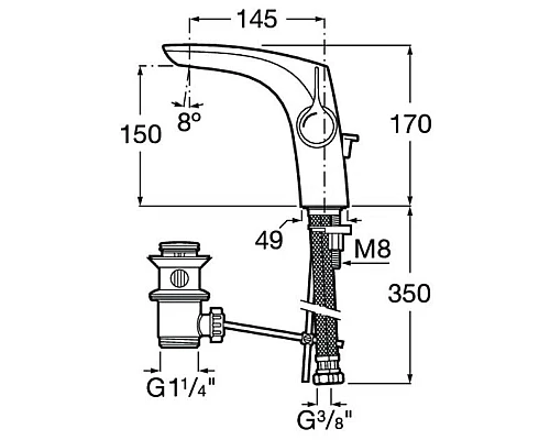 Заказать Смеситель для раковины с донным клапаном Roca Insignia 5A333AC00 в магазине сантехники Santeh-Crystal.ru