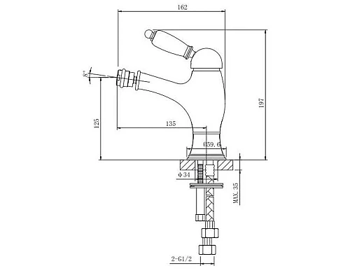 Купить Смеситель для биде с донным клапаном Caprigo Adria Uno Black Edition 02B-533-crm в магазине сантехники Santeh-Crystal.ru
