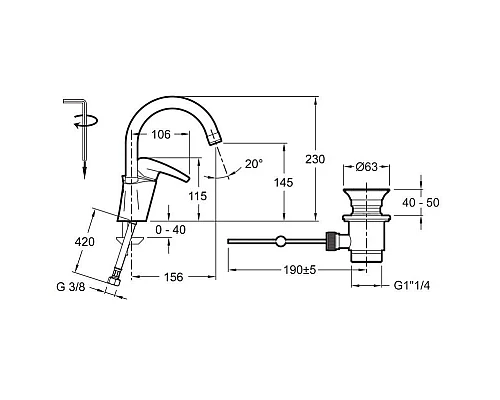 Купить Смеситель для раковины с донным клапаном Jacob Delafon Panache E72241-CP в магазине сантехники Santeh-Crystal.ru