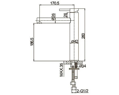 Купить Смеситель для раковины без донного клапана Caprigo Don 53-023-NER в магазине сантехники Santeh-Crystal.ru