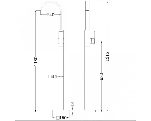 Приобрести Смеситель напольный для раковины Abber Wasserfall AF8640MRG в магазине сантехники Santeh-Crystal.ru