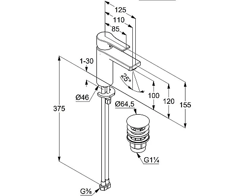 Купить Смеситель для раковины с донным клапаном Kludi Zenta SL 482983965 в магазине сантехники Santeh-Crystal.ru