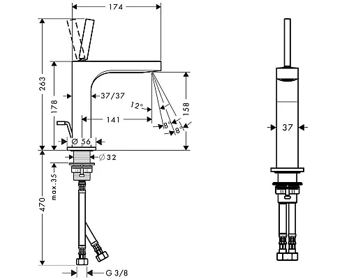 Купить Смеситель для раковины с донным клапаном Axor Citterio 39031000 в магазине сантехники Santeh-Crystal.ru