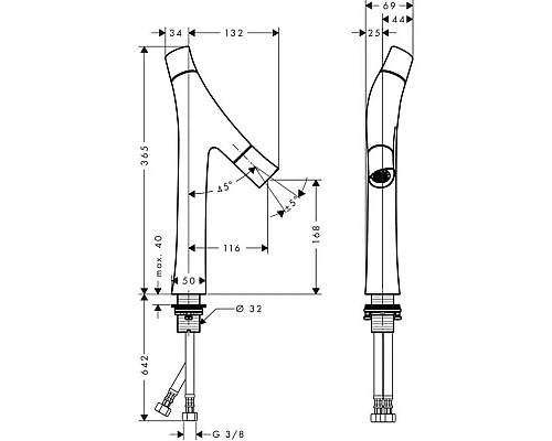 Заказать Смеситель для раковины с выпуском Axor Starck Organic 12012000 в магазине сантехники Santeh-Crystal.ru