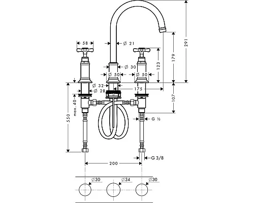 Приобрести Смеситель для раковины с донным клапаном Axor Montreux 16513000 в магазине сантехники Santeh-Crystal.ru