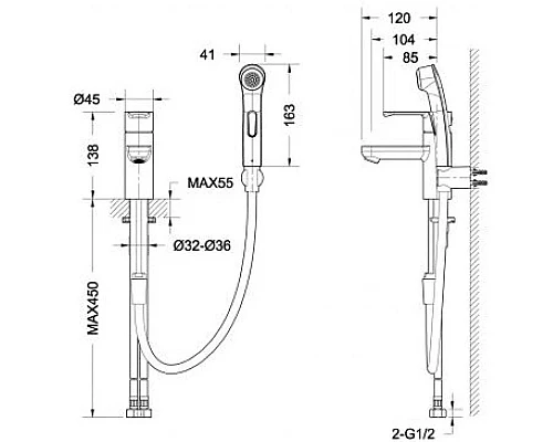 Приобрести Смеситель для раковины с гигиеническим душем Bravat Stream-D F137163C-1 в магазине сантехники Santeh-Crystal.ru