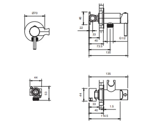 Гигиенический душ AltroBagno Modern 060116Cr со смесителем, хром