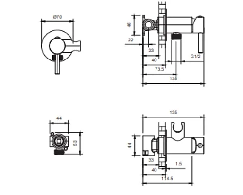 Гигиенический душ AltroBagno Modern 060119NeOp со смесителем, черный матовый