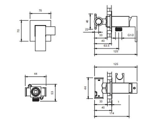 Гигиенический душ AltroBagno Beni aggiuntivi AltroBagnoBM060121GrMt со смесителем, оружейная сталь
