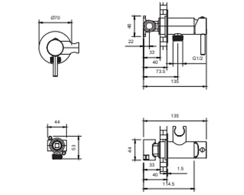 Гигиенический душ AltroBagno Modern 060125Bi со смесителем, белый глянец